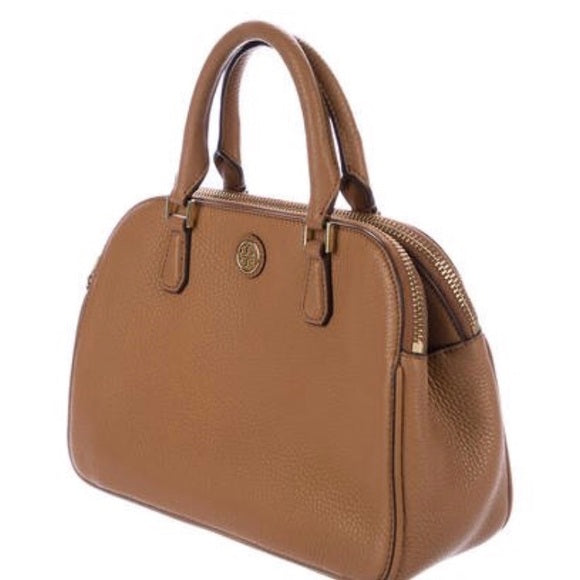 TORY BURCH ROBINSON PEBBLED DOUBLE ZIP SATCHEL