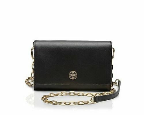 TORY BURCH ROBINSON SAFFIANO LEATHER WALLET ON A CHAIN