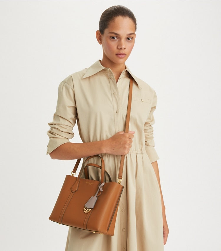 TORY BURCH PERRY SMALL CALFSKIN LEATHER TOTE BAG