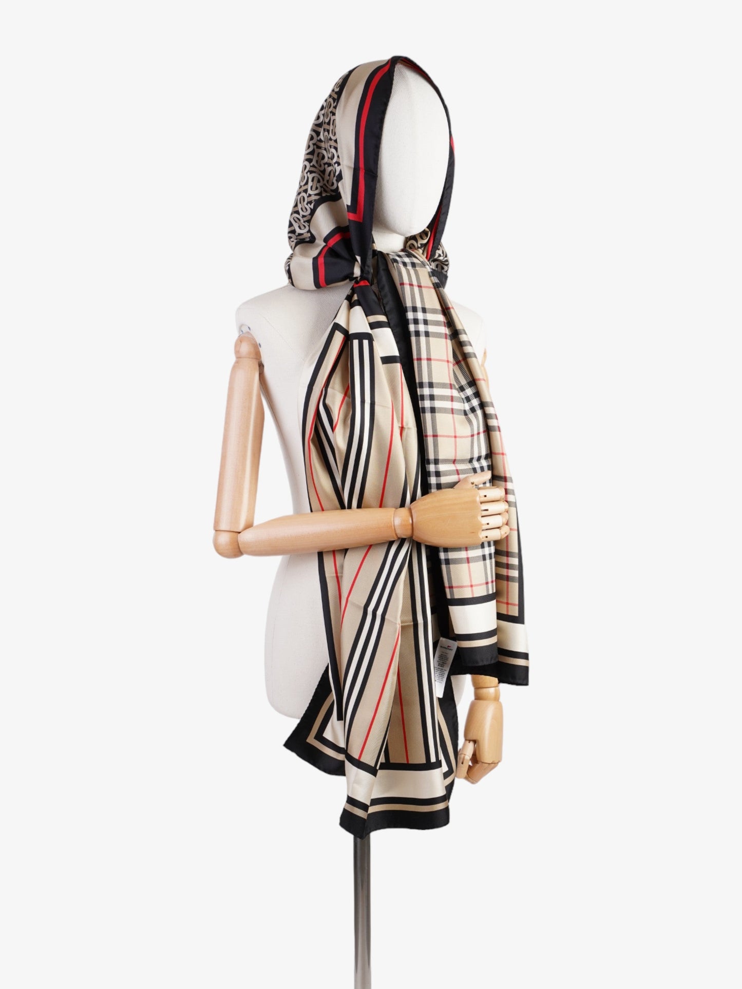 Burberry Multi Colour Scarf Archive Beige Silk