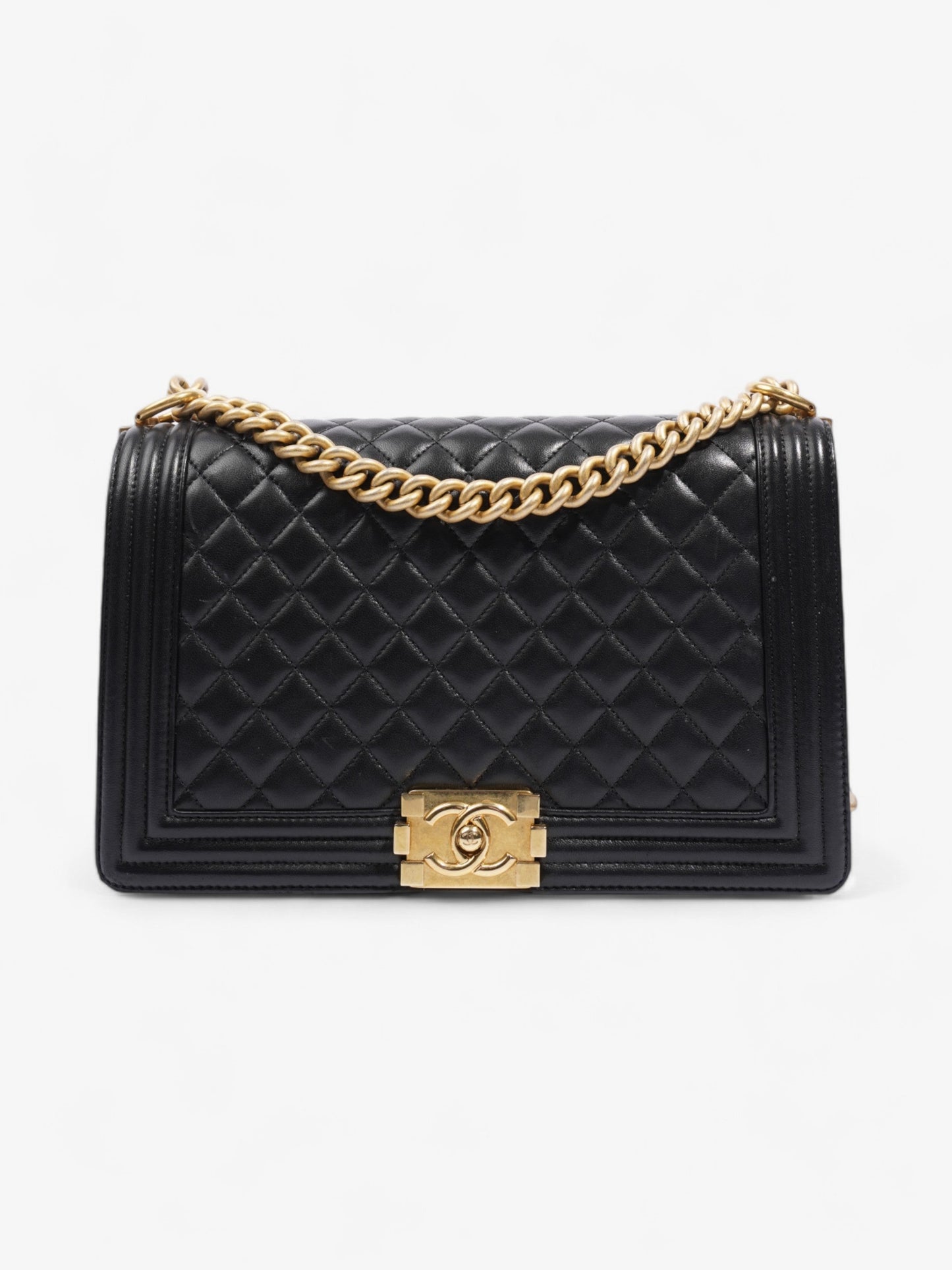 Chanel Boy Bag Black Lambskin Leather New Medium