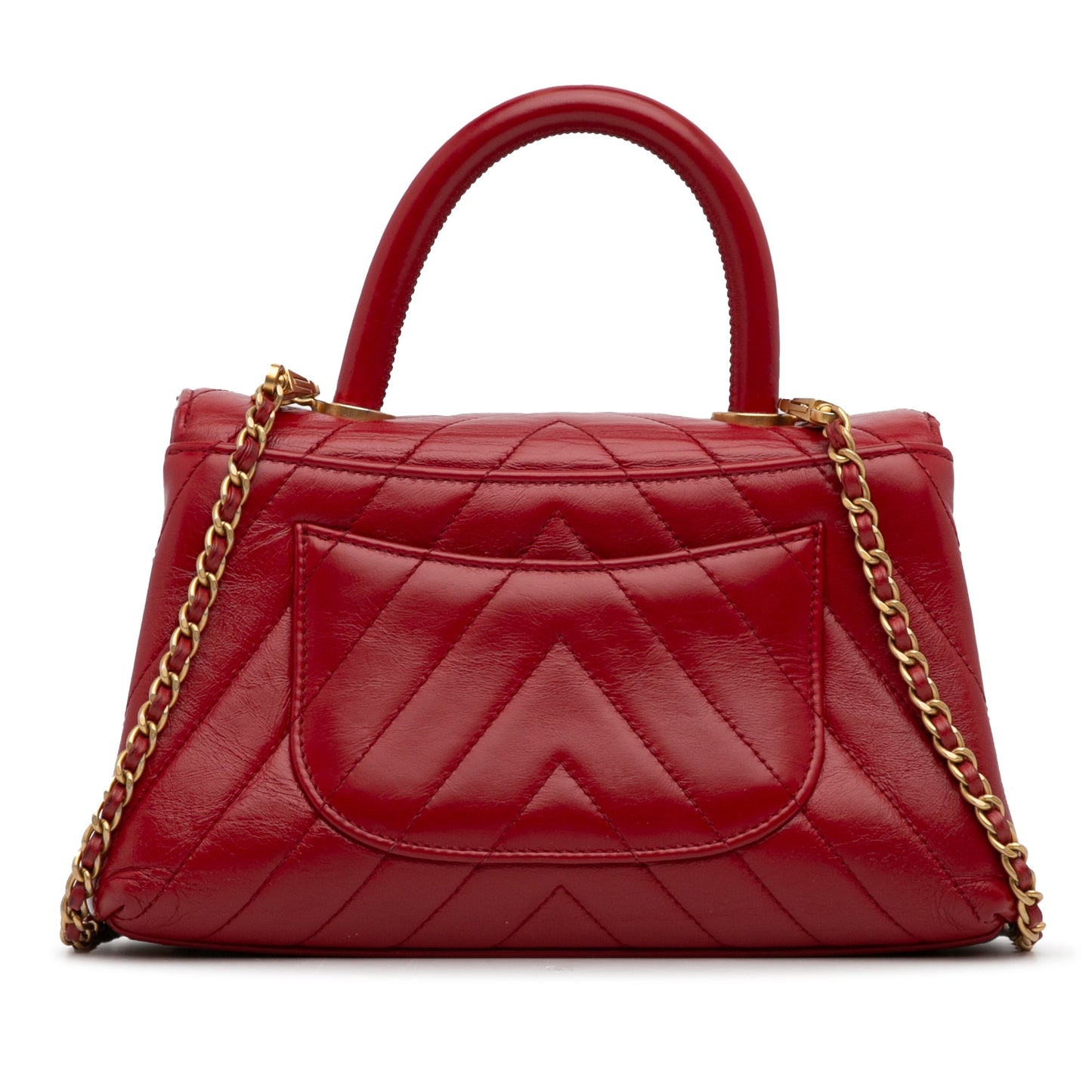Chanel Small Lambskin Chevron Coco Top Handle Bag