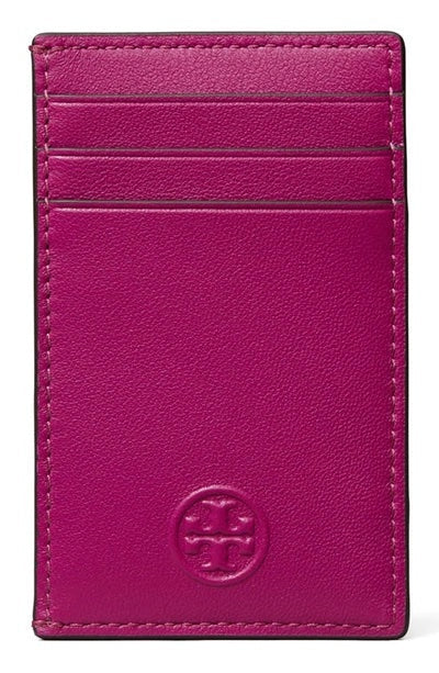 TORY BURCH FLEMING BOMBE SOFT LAMBSKIN LEATHER CARD CASE