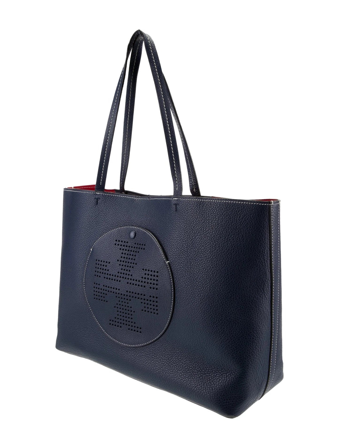 TORY BURCH PERFORATED LOGO LEATHER TOTE BAG