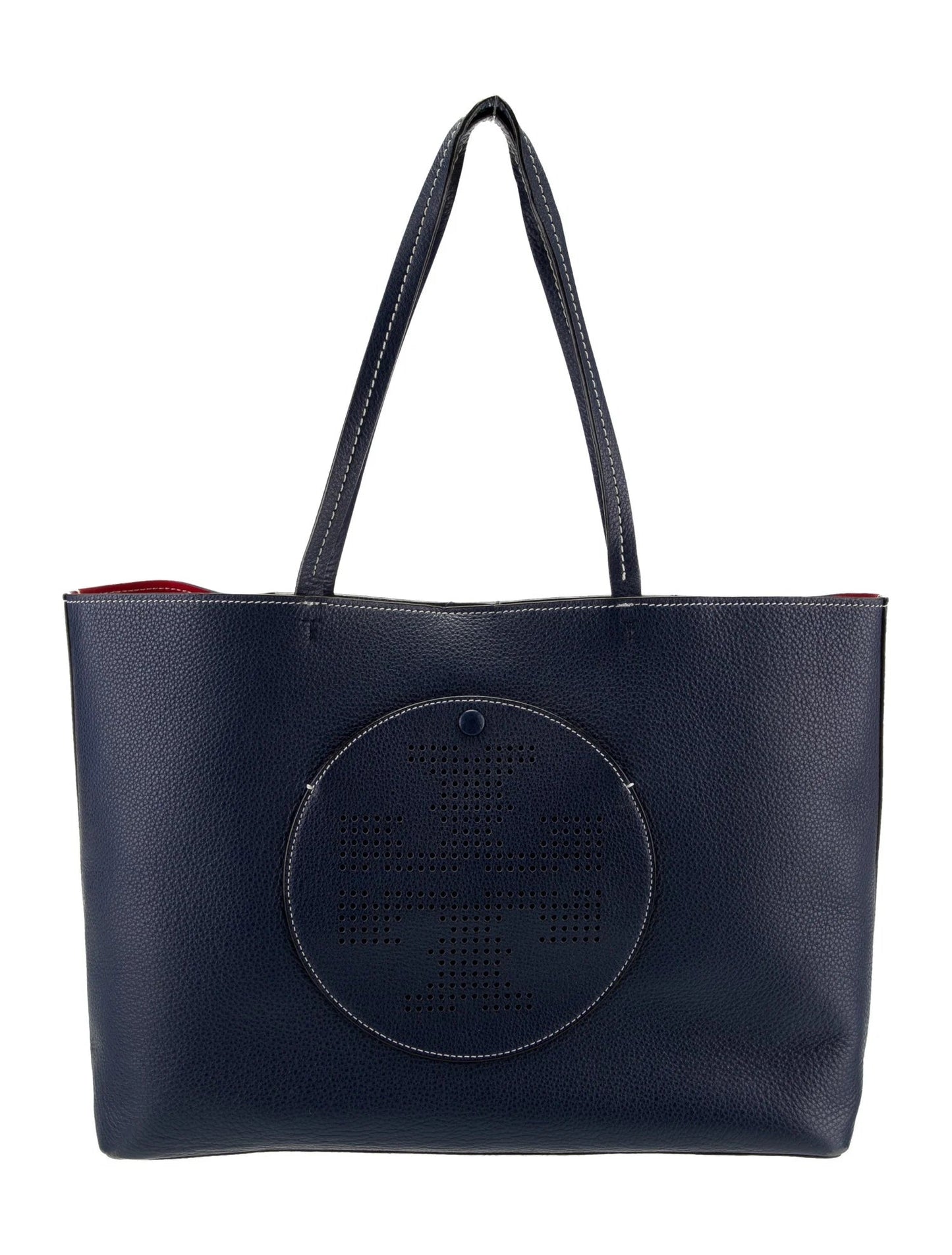 TORY BURCH PERFORATED LOGO LEATHER TOTE BAG