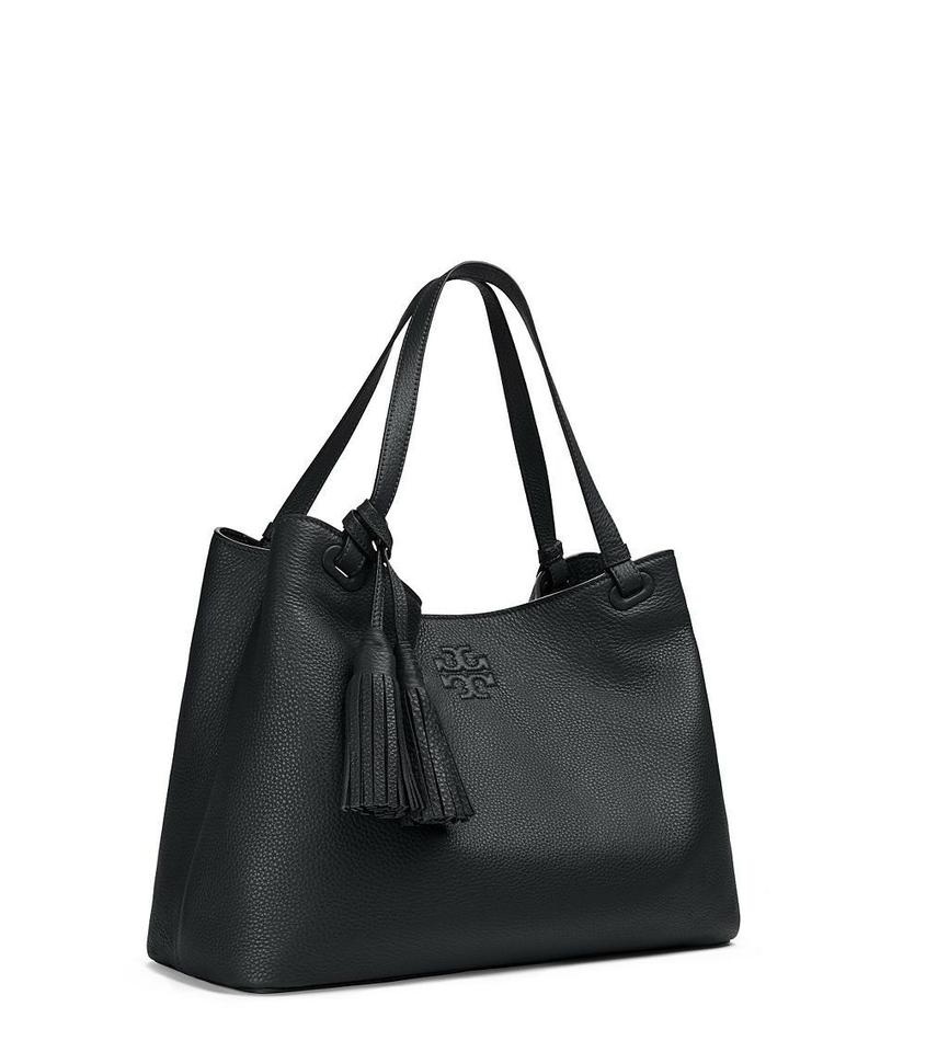 TORY BURCH THEA CENTER ZIP CALFSKIN LEATHER TOTE BAG