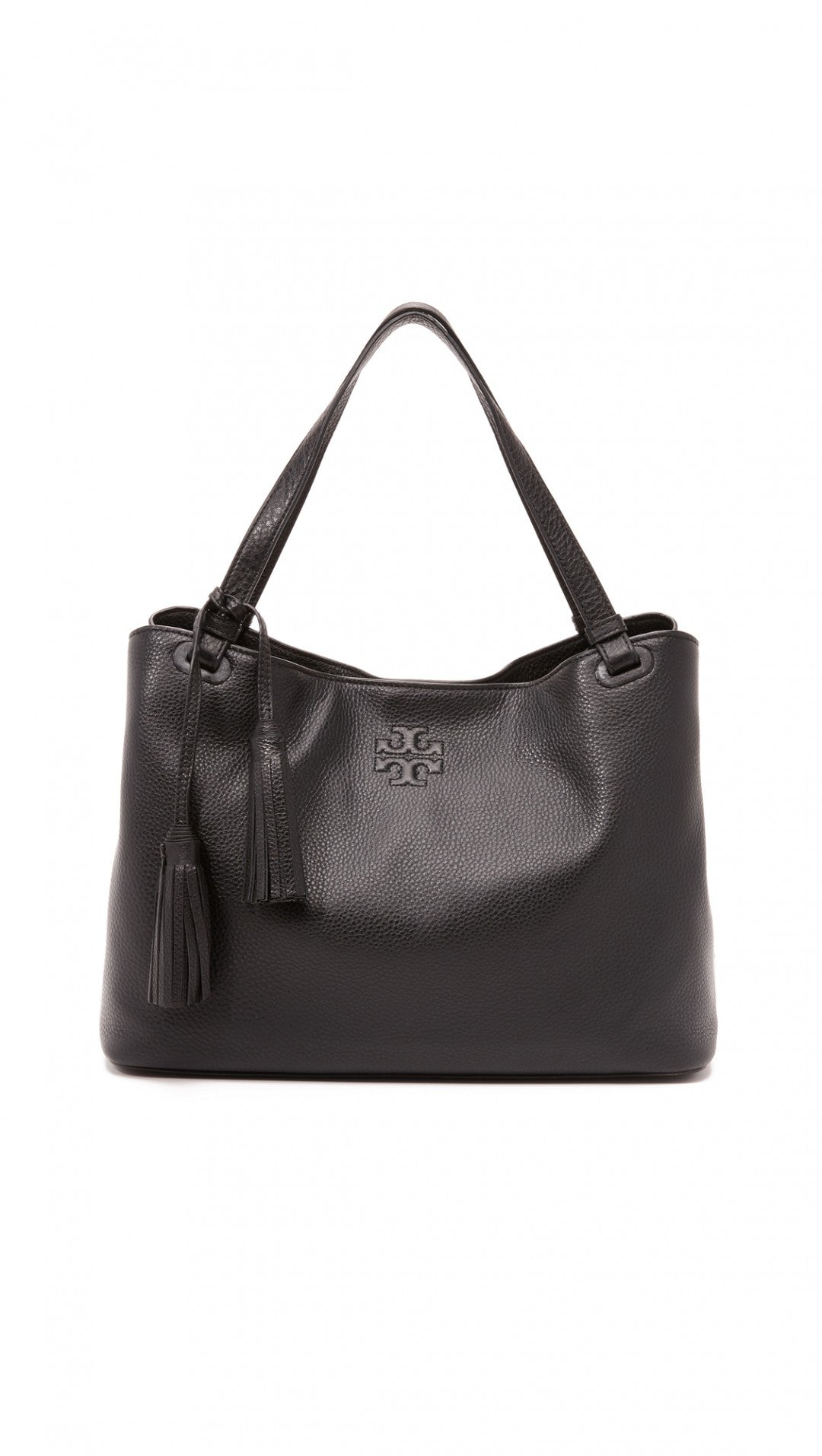 TORY BURCH THEA CENTER ZIP CALFSKIN LEATHER TOTE BAG