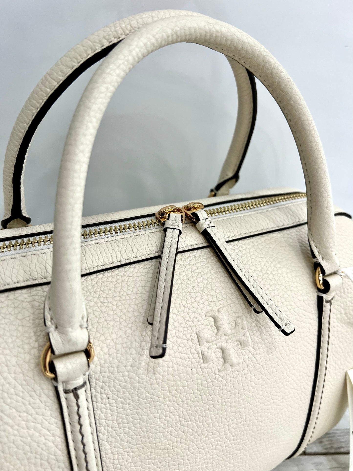 TORY BURCH LEATHER THEA BARREL SATCHEL BAG