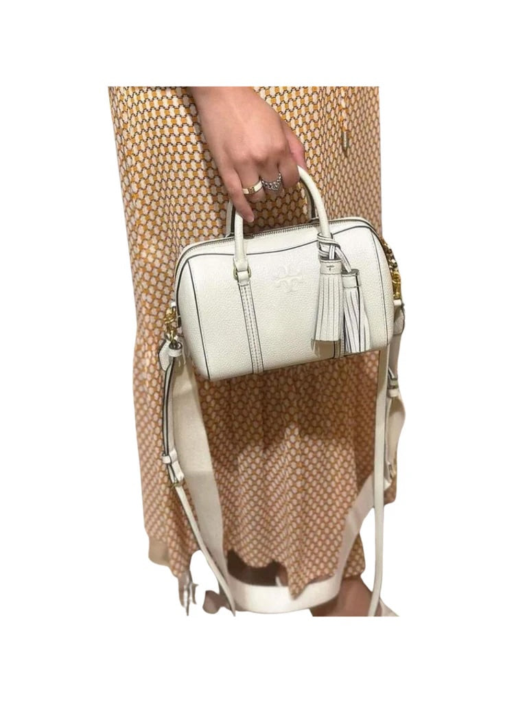 TORY BURCH LEATHER THEA BARREL SATCHEL BAG