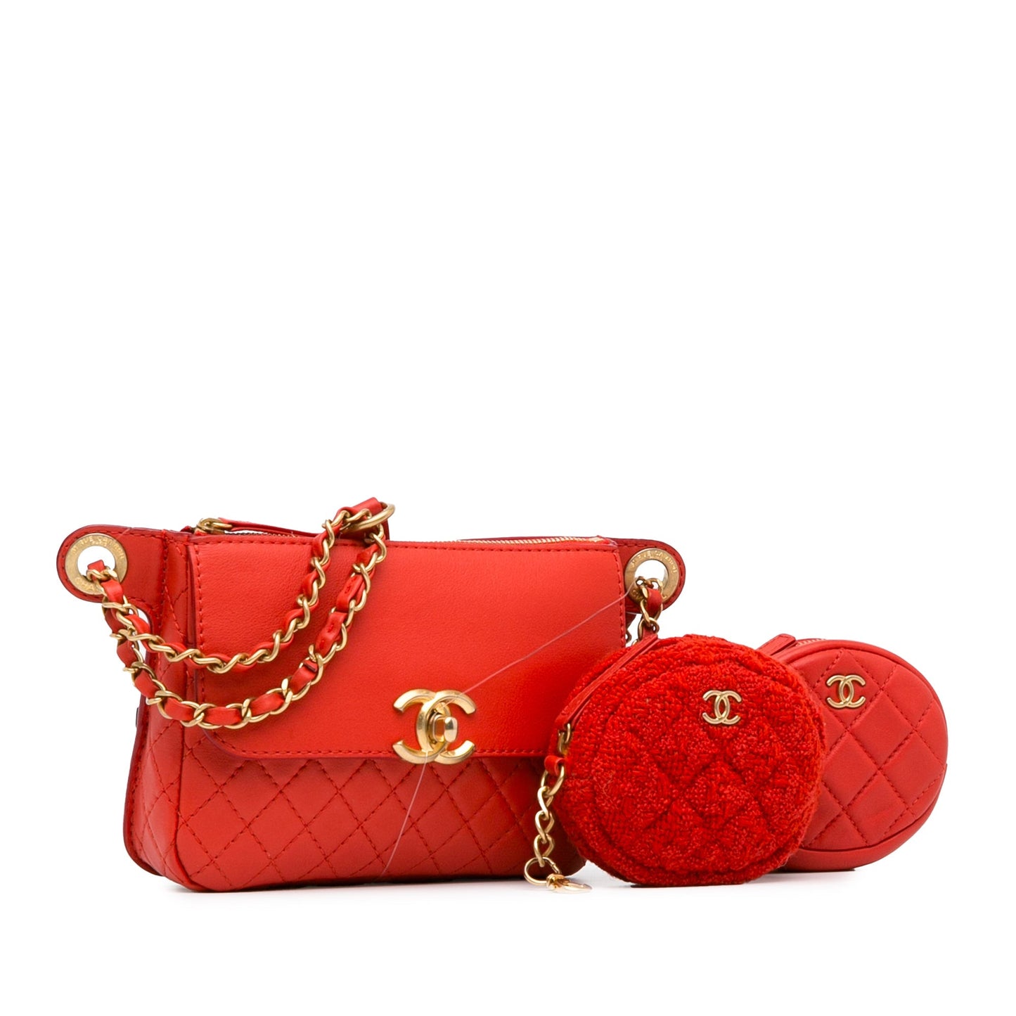 Chanel Cc Quilted Calfskin Flap Belt Bag And Coin Purse