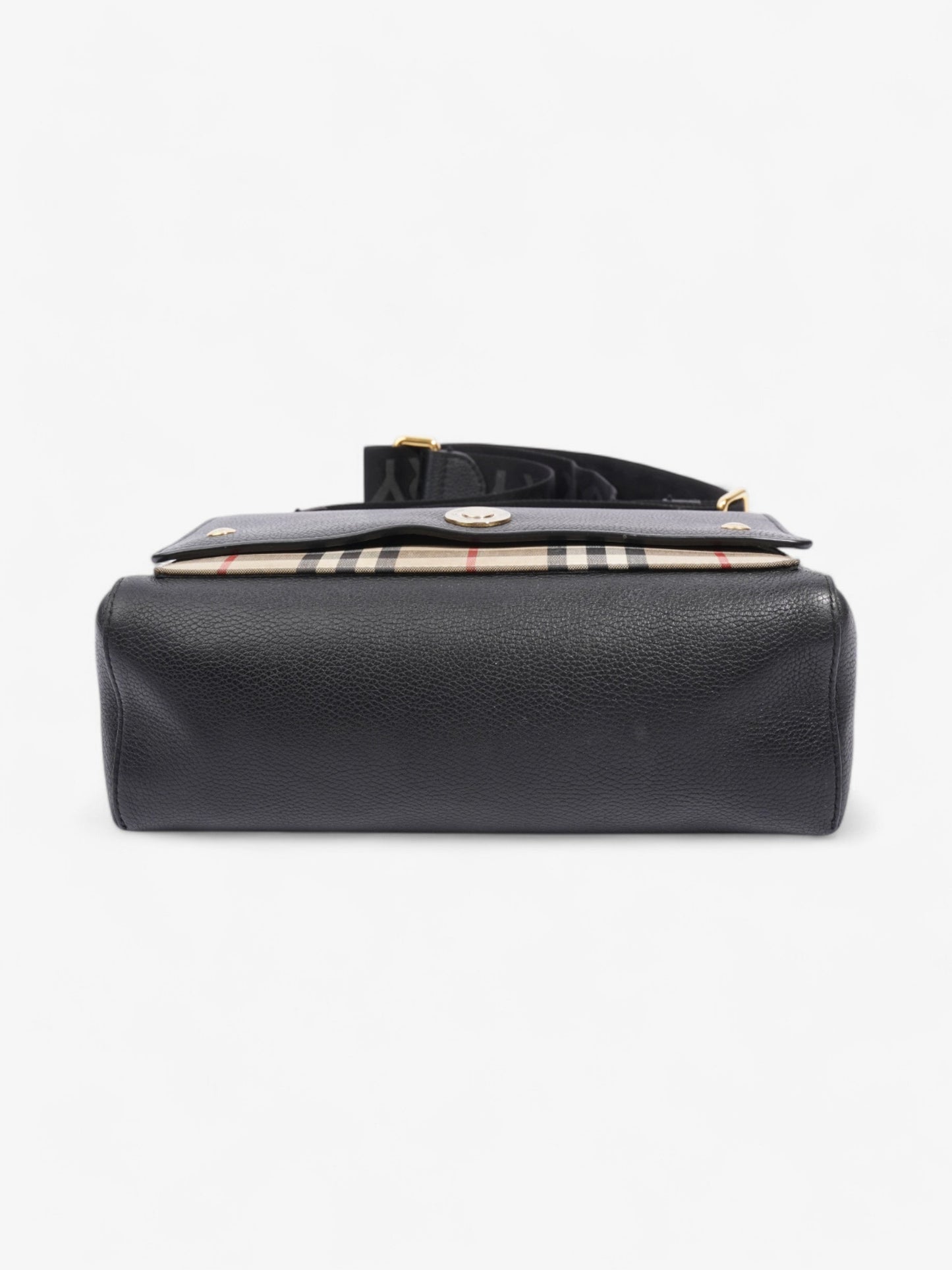 Burberry Note Bag Black / House Check Calfskin Leather Medium