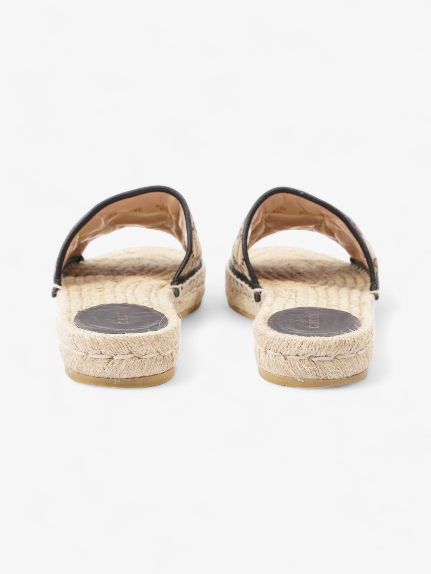 Gucci GG MATELASS脡 CANVAS ESPADRILLE SANDAL Beige Monogram / Black Canvas EU 38.5 UK 5.5