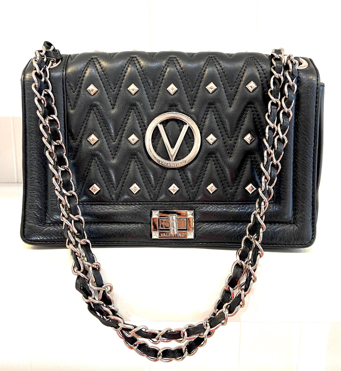 VALENTINO ALICE D LEATHER SHOULDER BAG