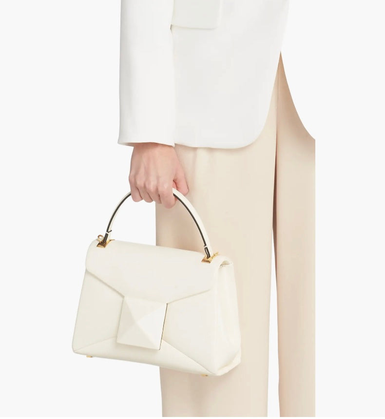 VALENTINO GARAVANI ONE STUD LEATHER TOP HANDLE SHOULDER BAG