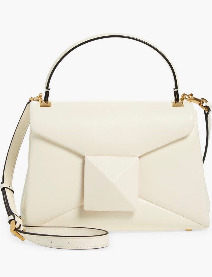 VALENTINO GARAVANI ONE STUD LEATHER TOP HANDLE SHOULDER BAG