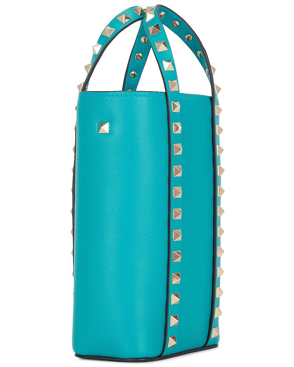 VALENTINO GARAVANI ROCKSTUD LEATHER TOTE BAG