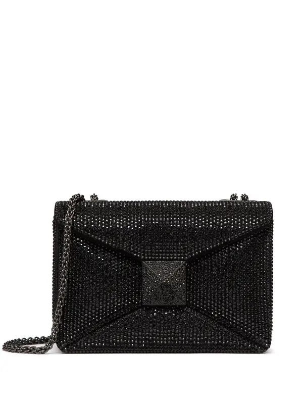 VALENTINO GARAVANI ONE STUD CRYSTAL EMBELLISHED SHOULDER BAG