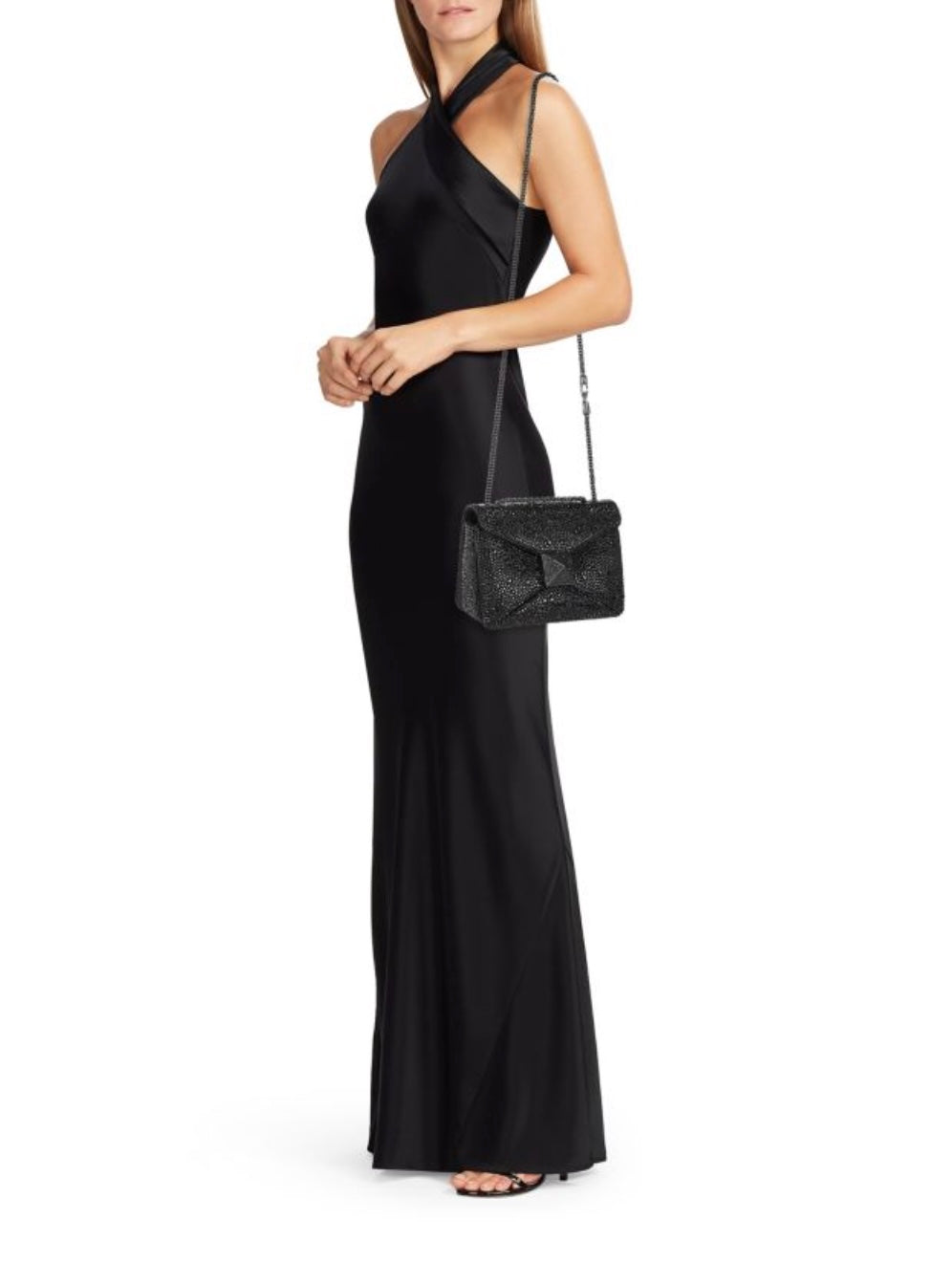 VALENTINO GARAVANI ONE STUD CRYSTAL EMBELLISHED SHOULDER BAG