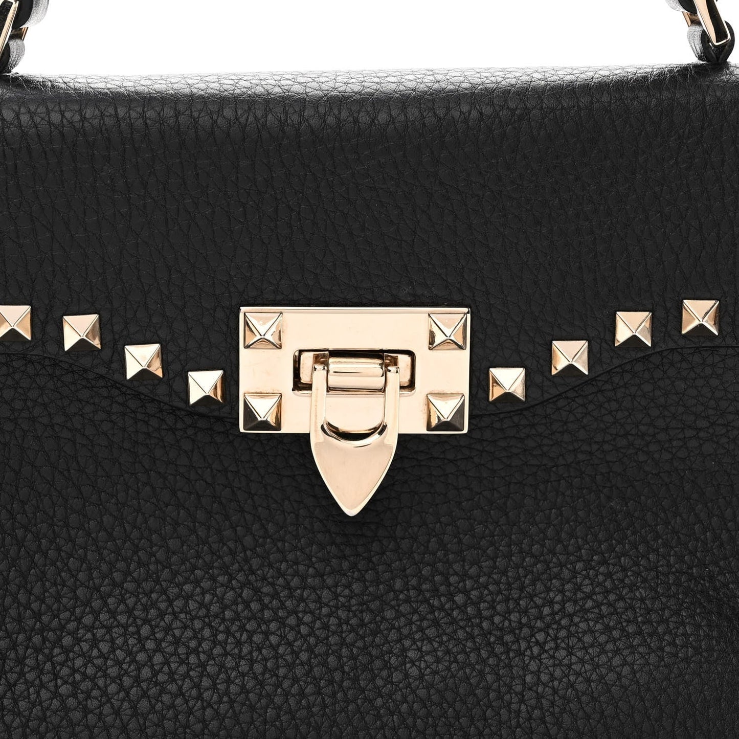 VALENTINO GRAINED CALFSKIN ROCKSTUD TOP HANDLE CROSSBODY BAG