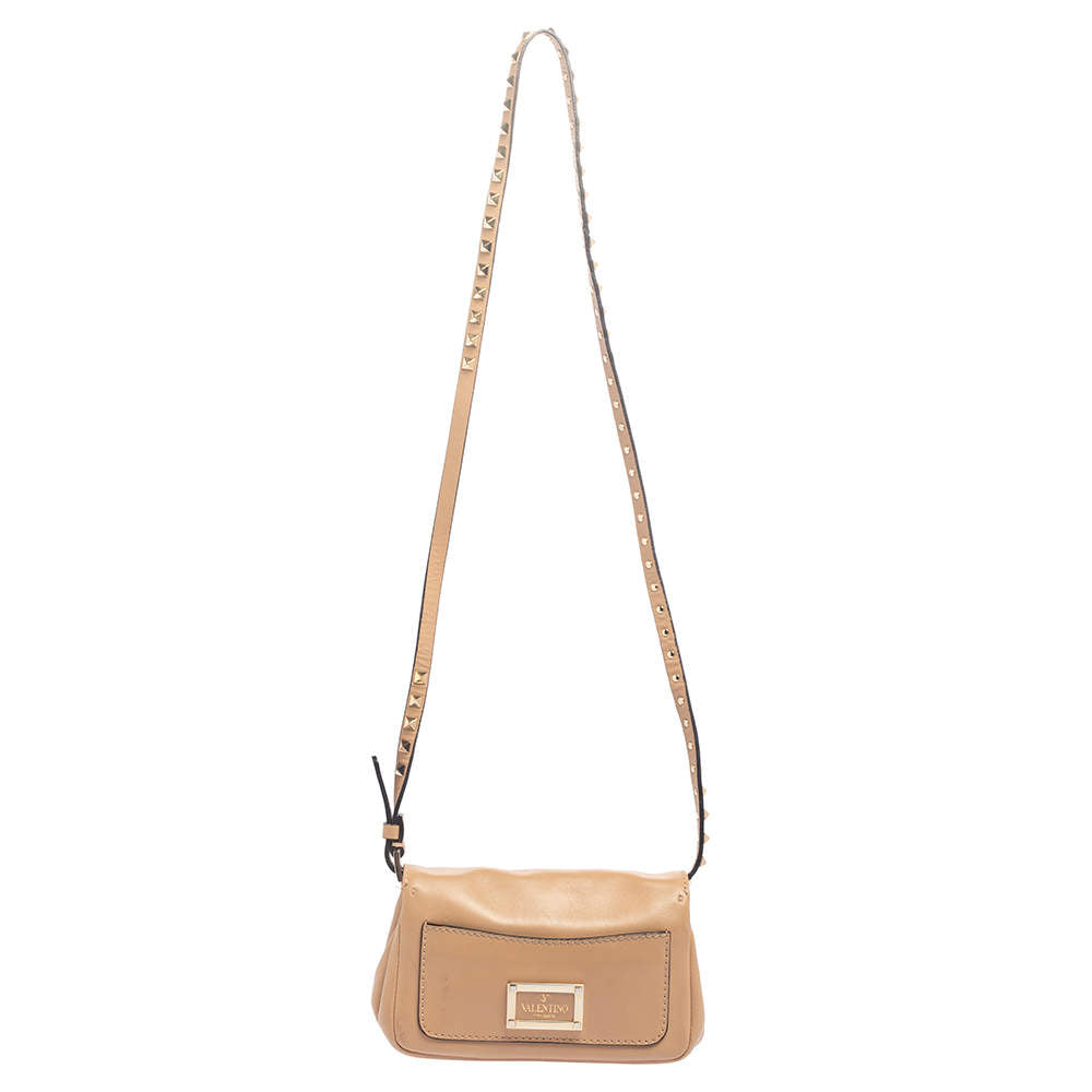 VALENTINO CALFSKIN ROCKSTUD MINI FLAP SHOULDER BAG