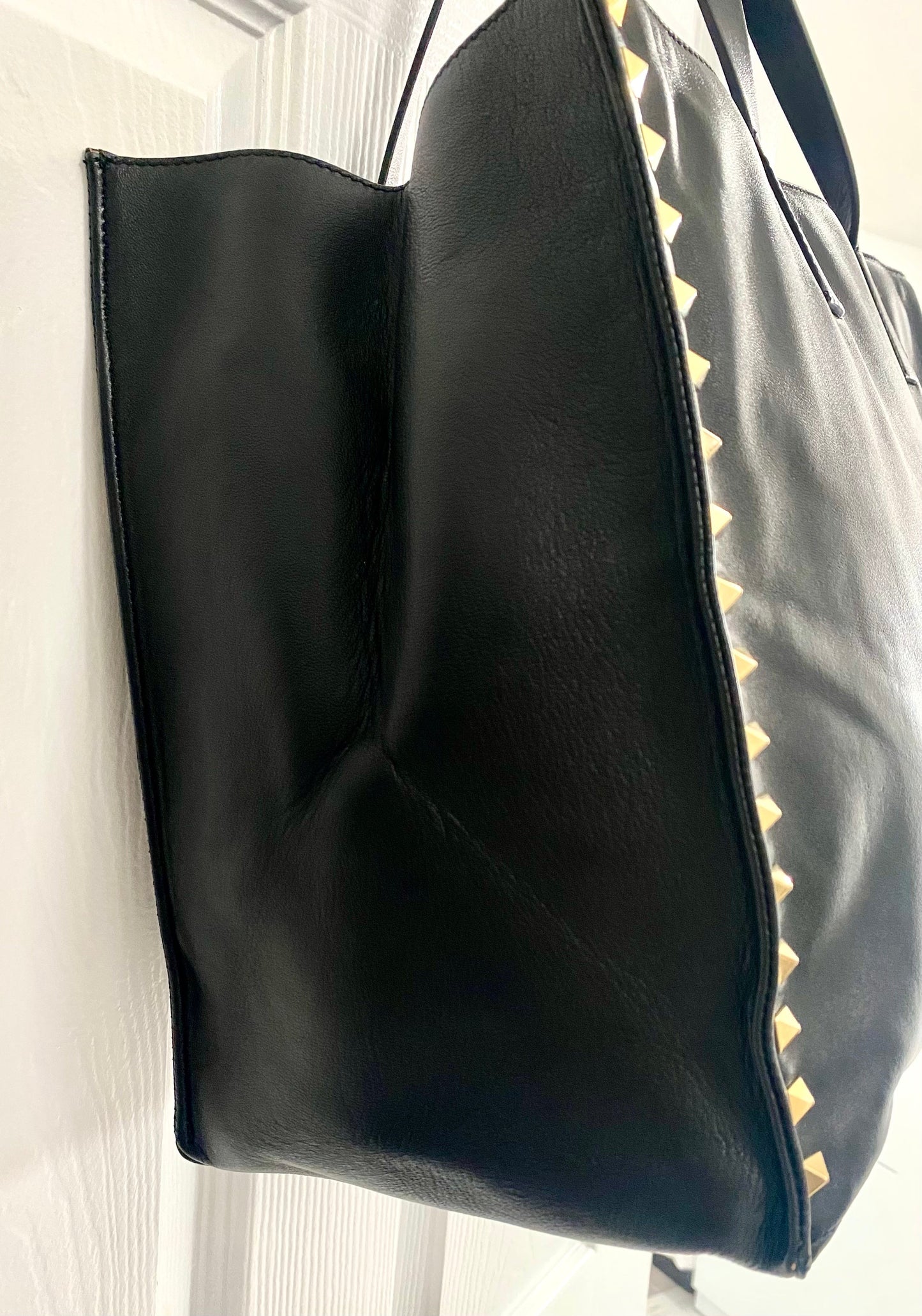 VALENTINO NAPPA LEATHER ROCKSTUD SOFT TOTE BAG