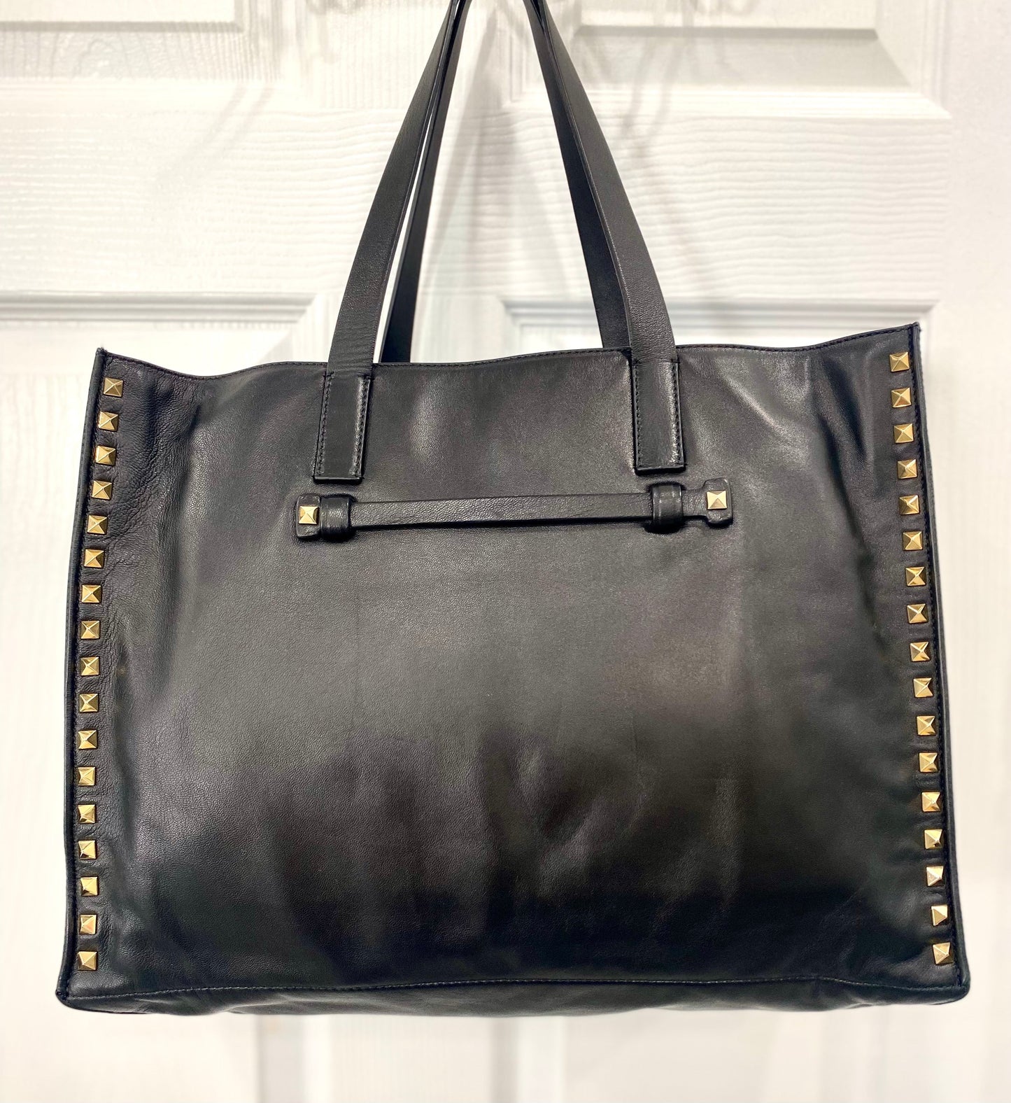 VALENTINO NAPPA LEATHER ROCKSTUD SOFT TOTE BAG