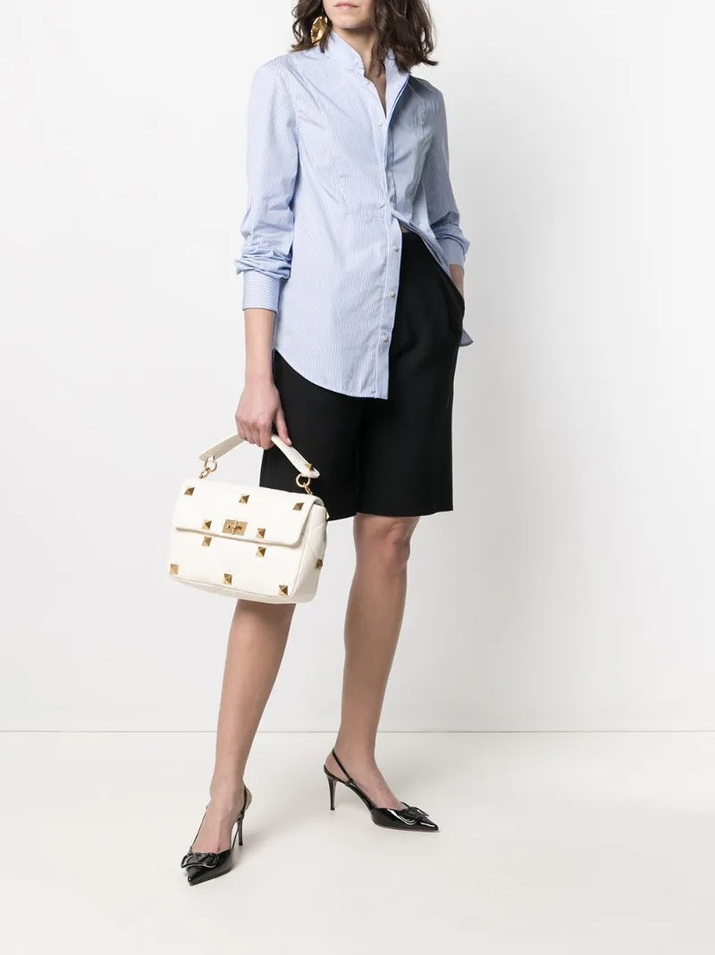 VALENTINO ROMAN STUD LARGE NAPPA LEATHER SHOULDER BAG