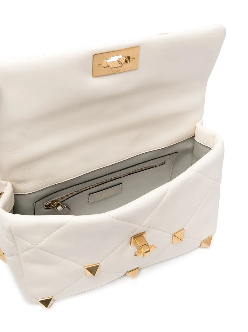 VALENTINO ROMAN STUD LARGE NAPPA LEATHER SHOULDER BAG