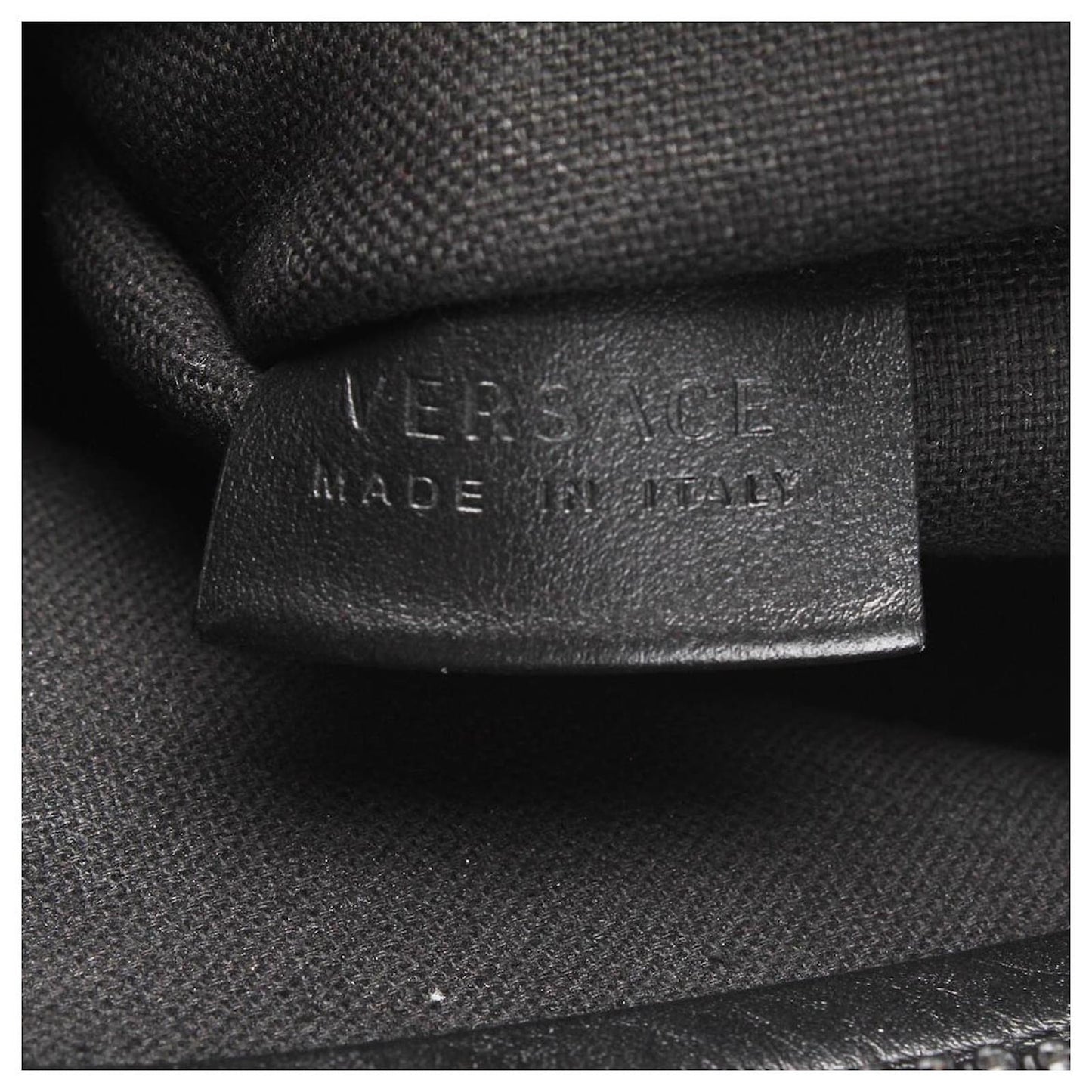 VERSACE LA MEDUSA GRAINED CALFSKIN LEATHER CLUTCH WRISTLET