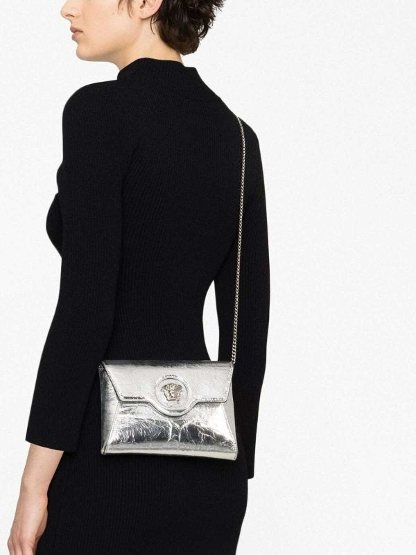 VERSACE LA MEDUSA MINI METALLIC CHAIN CROSSBODY BAG