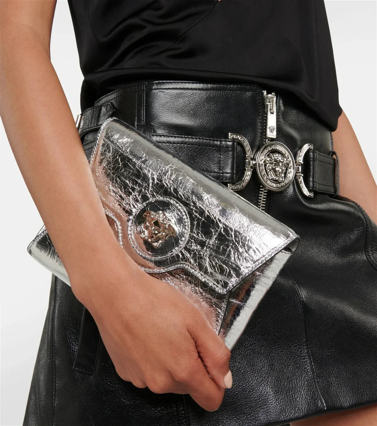 VERSACE LA MEDUSA MINI METALLIC CHAIN CROSSBODY BAG
