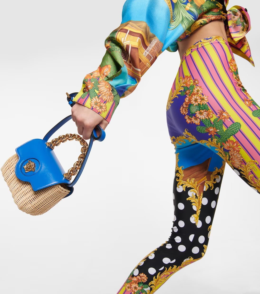 VERSACE LA MEDUSA RAFFIA MINI TOTE BAG