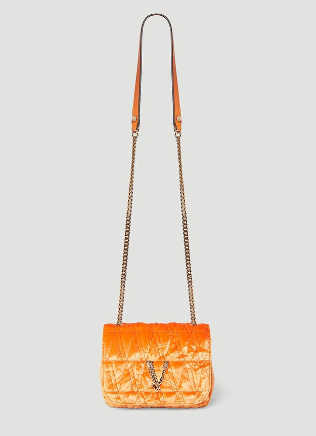 VERSACE VIRTUS SMALL CRUSHED VELVET CROSSBODY BAG