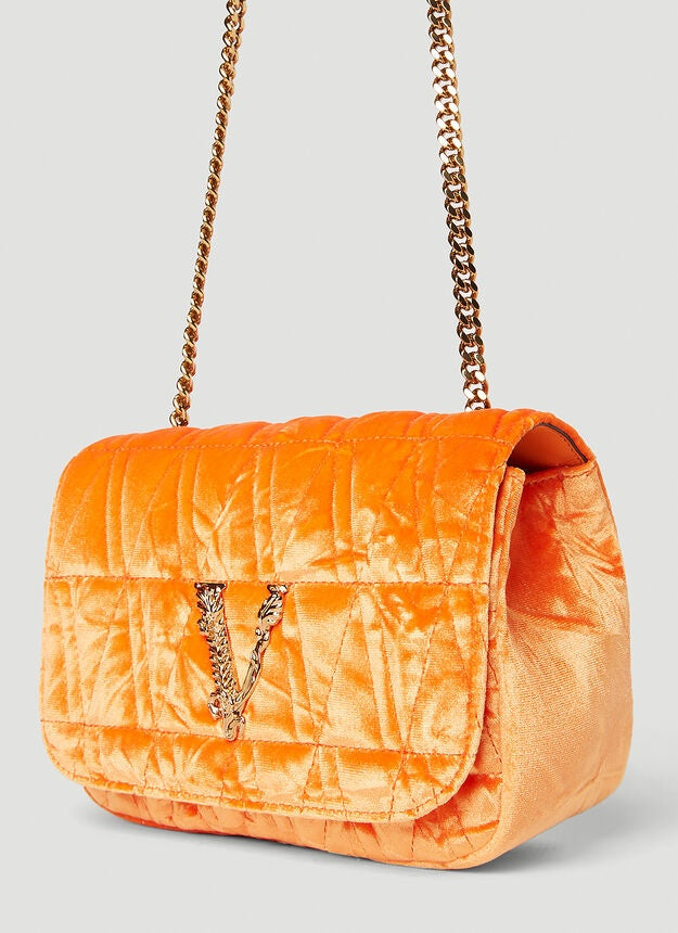 VERSACE VIRTUS SMALL CRUSHED VELVET CROSSBODY BAG