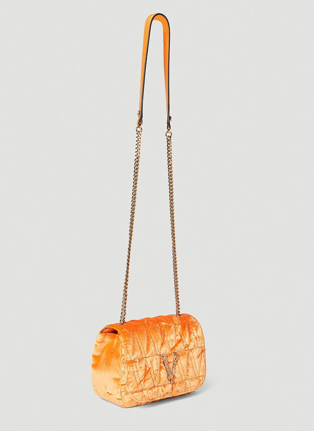 VERSACE VIRTUS SMALL CRUSHED VELVET CROSSBODY BAG