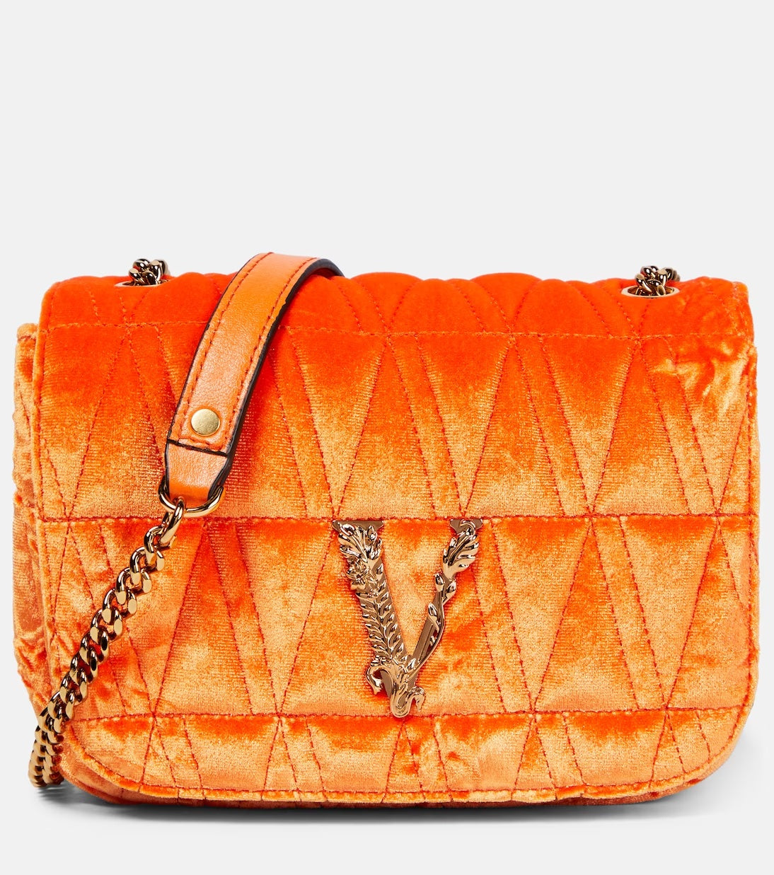 VERSACE VIRTUS SMALL CRUSHED VELVET CROSSBODY BAG