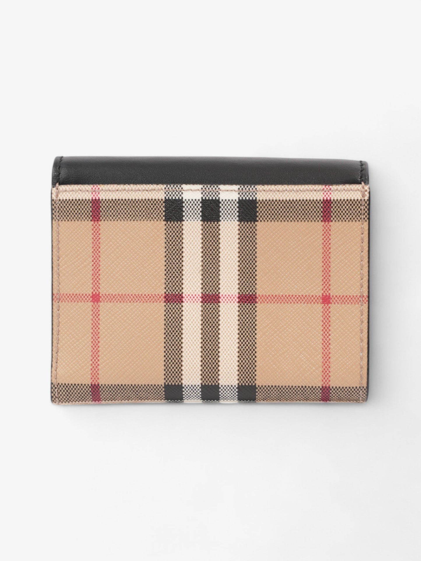 Burberry Fold Over Wallet Black / Vintage Check Leather