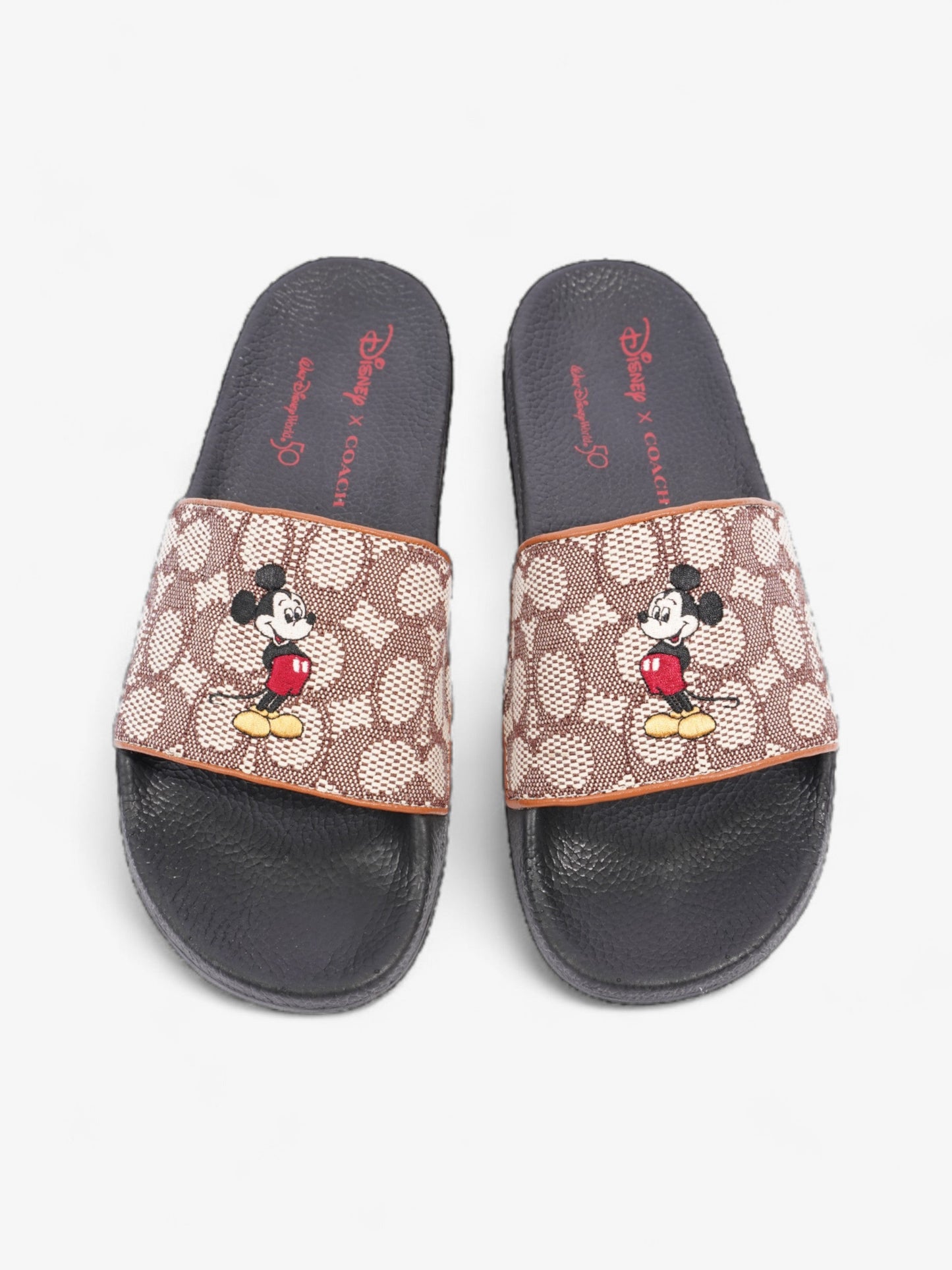 Coach Disney X Coach Sig Jacq Slide Cream / Brown / Black Cotton EU 39.5 UK 6.5