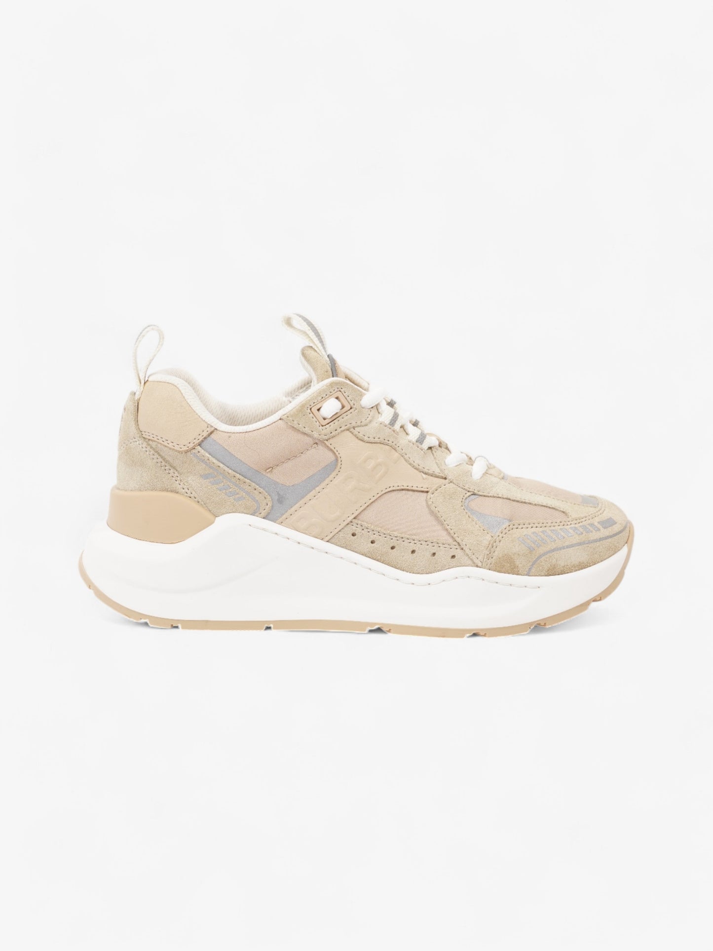 Burberry Sean Mixed Media Sneakers Beige  / Silver Suede EU 37 UK 4