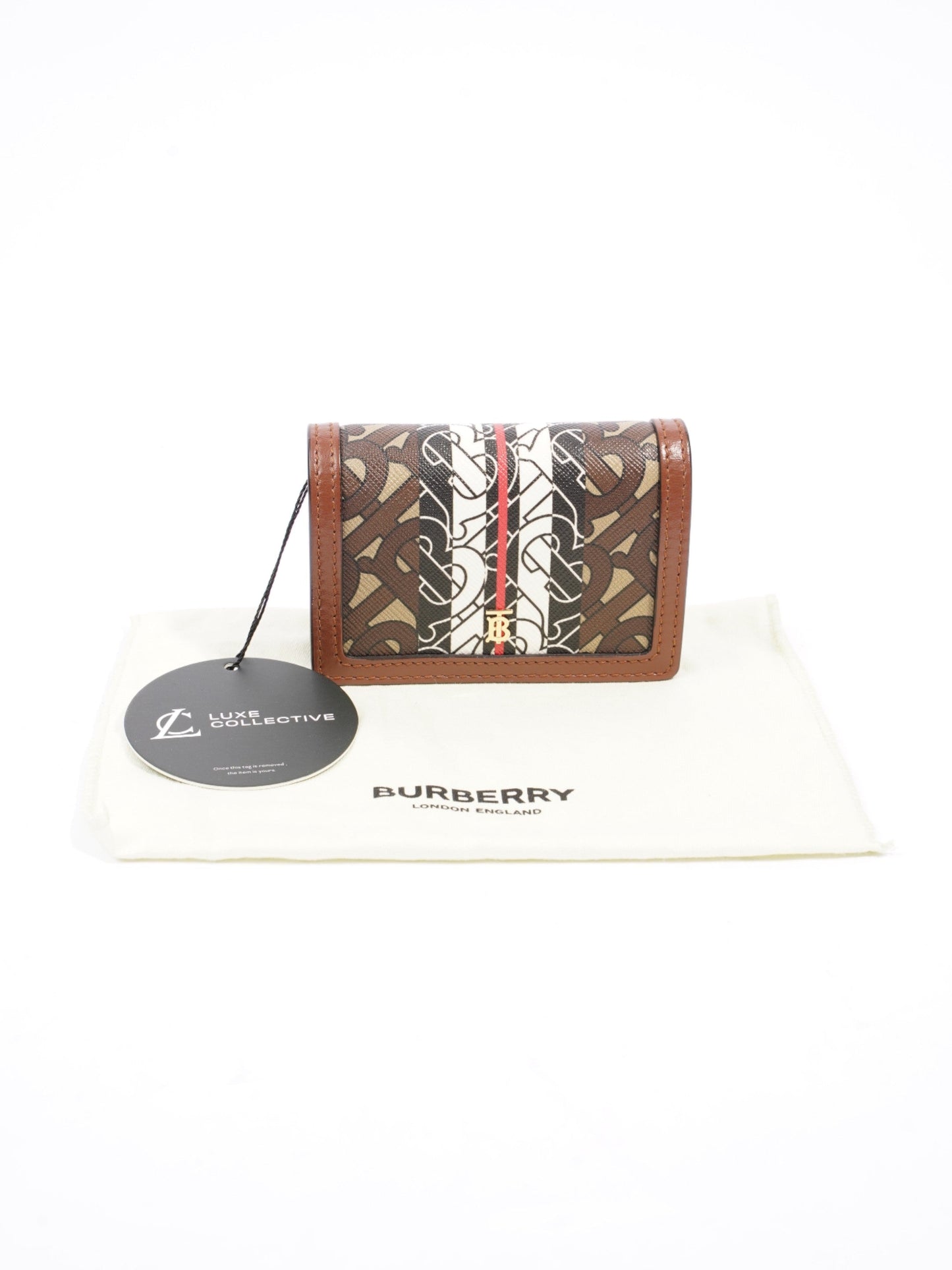 Burberry TB Mini Wallet Brown / Black / White Leather