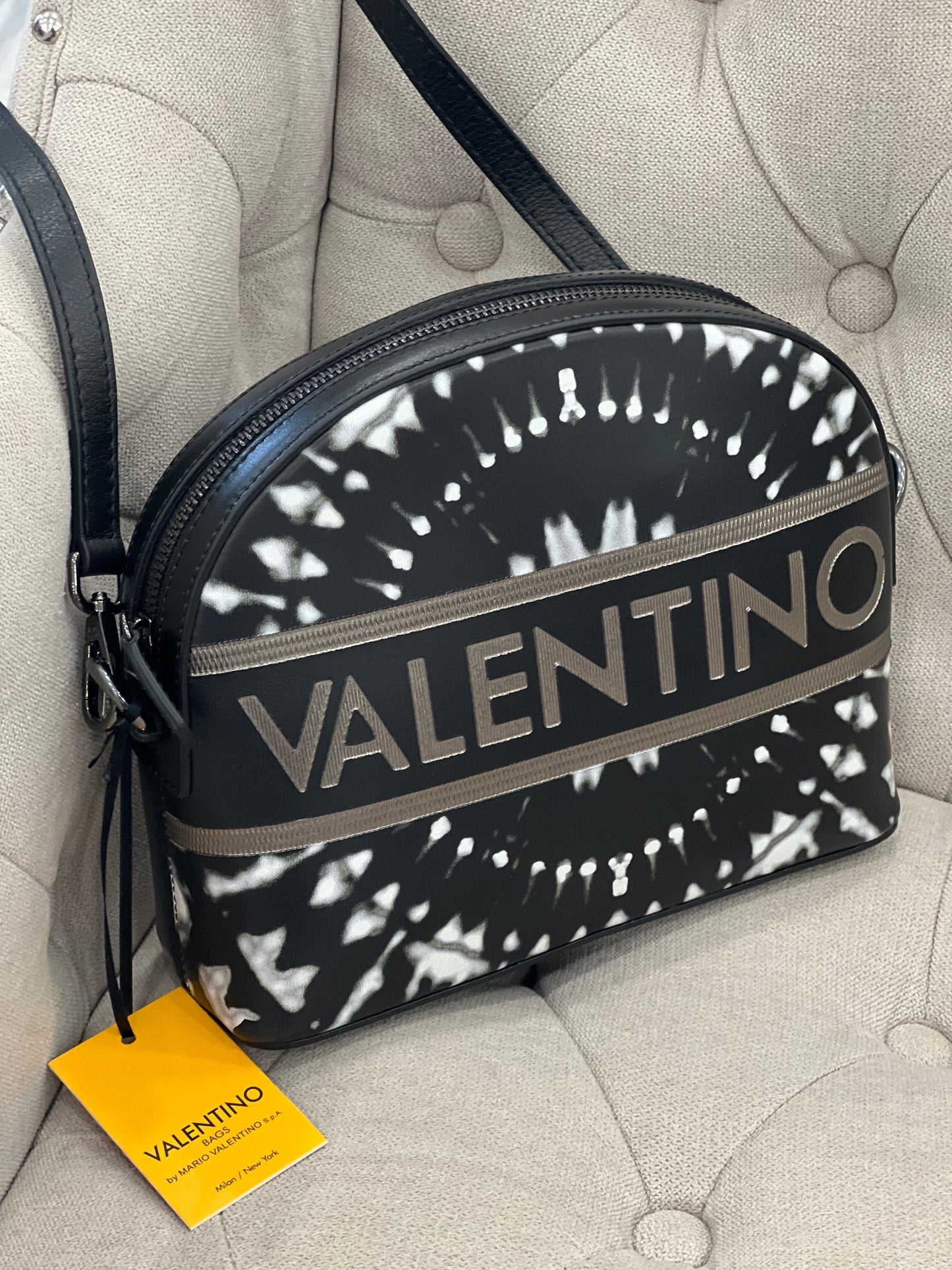VALENTINO DIANA DISTRESSED TIE-DYE LEATHER CROSSBODY BAG