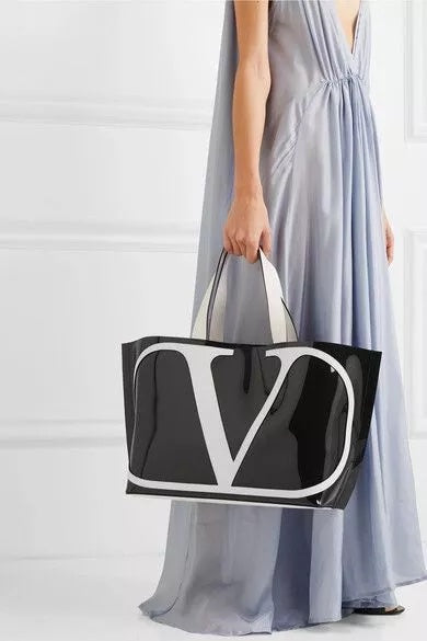 VALENTINO LARGE V-LOGO PVC SHOPPER TOTE BAG