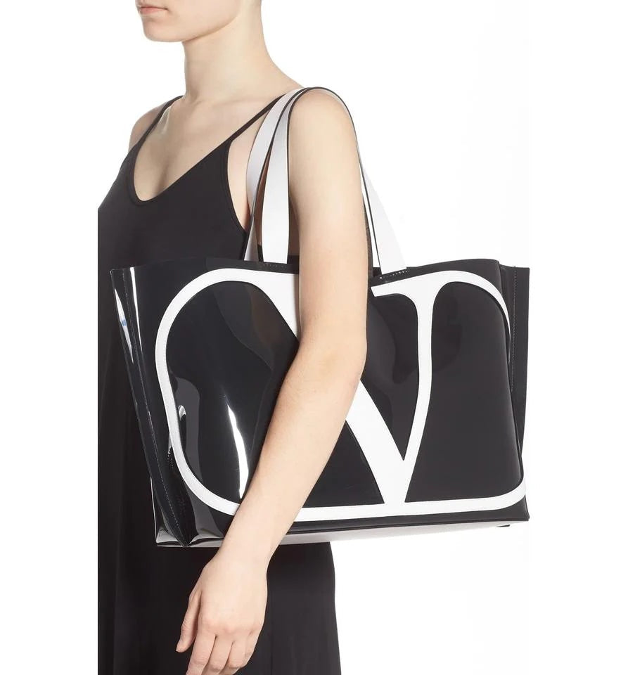 VALENTINO LARGE V-LOGO PVC SHOPPER TOTE BAG