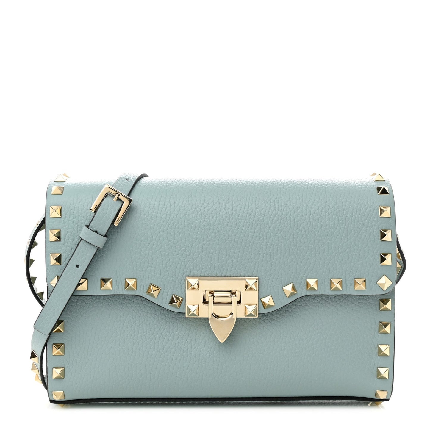 VALENTINO ROCKSTUD FLIP LOCK PEBBLED CALFSKIN MEDIUM CROSSBODY