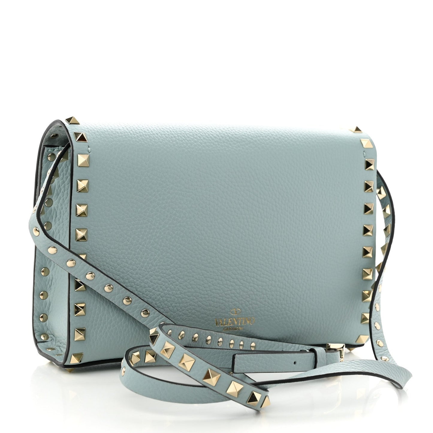 VALENTINO ROCKSTUD FLIP LOCK PEBBLED CALFSKIN MEDIUM CROSSBODY
