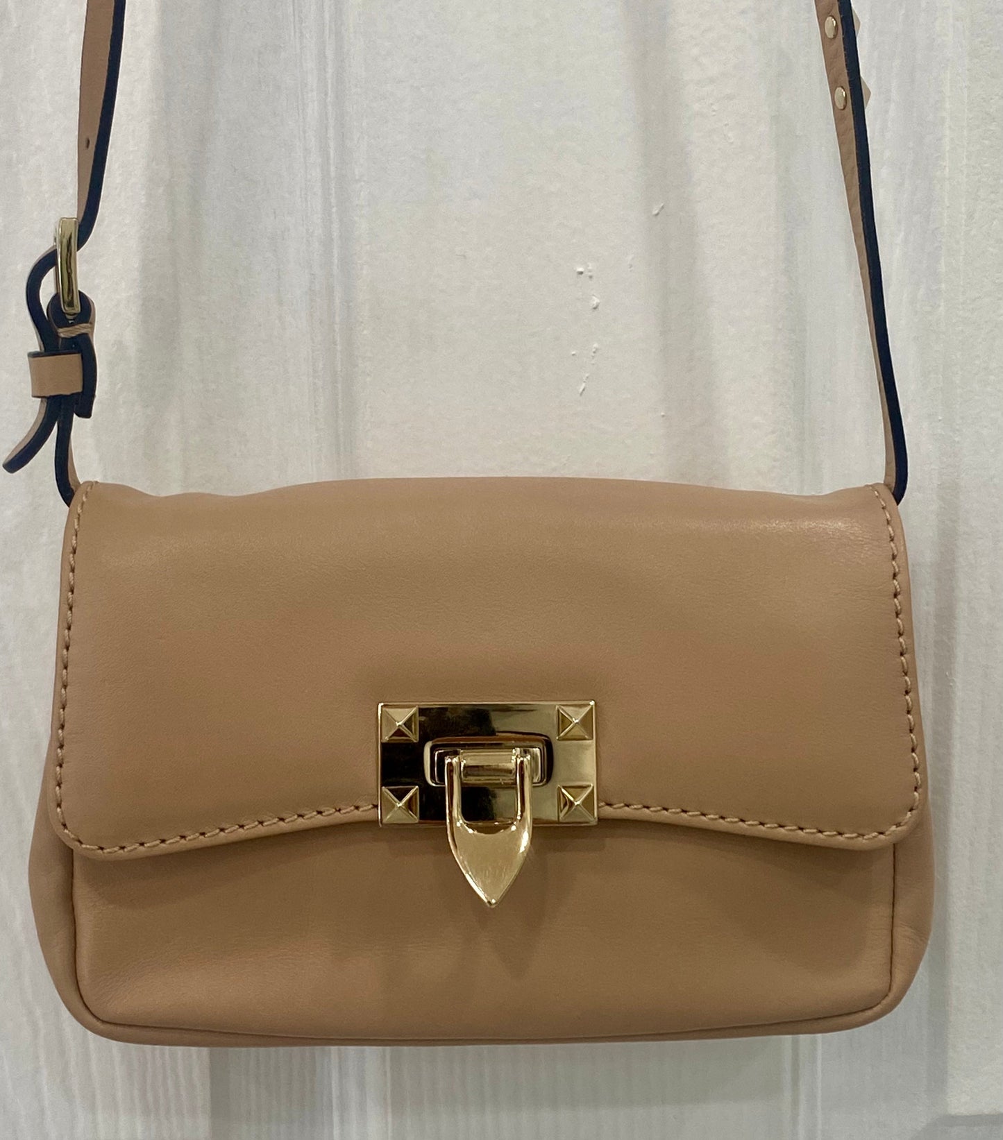 VALENTINO CALFSKIN ROCKSTUD MINI FLAP SHOULDER BAG