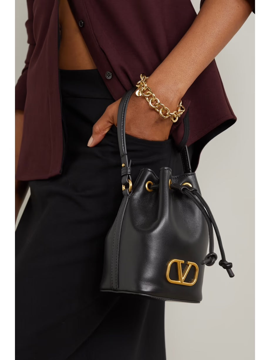 VALENTINO GARAVANI VLOGO MINI LEATHER BUCKET BAG