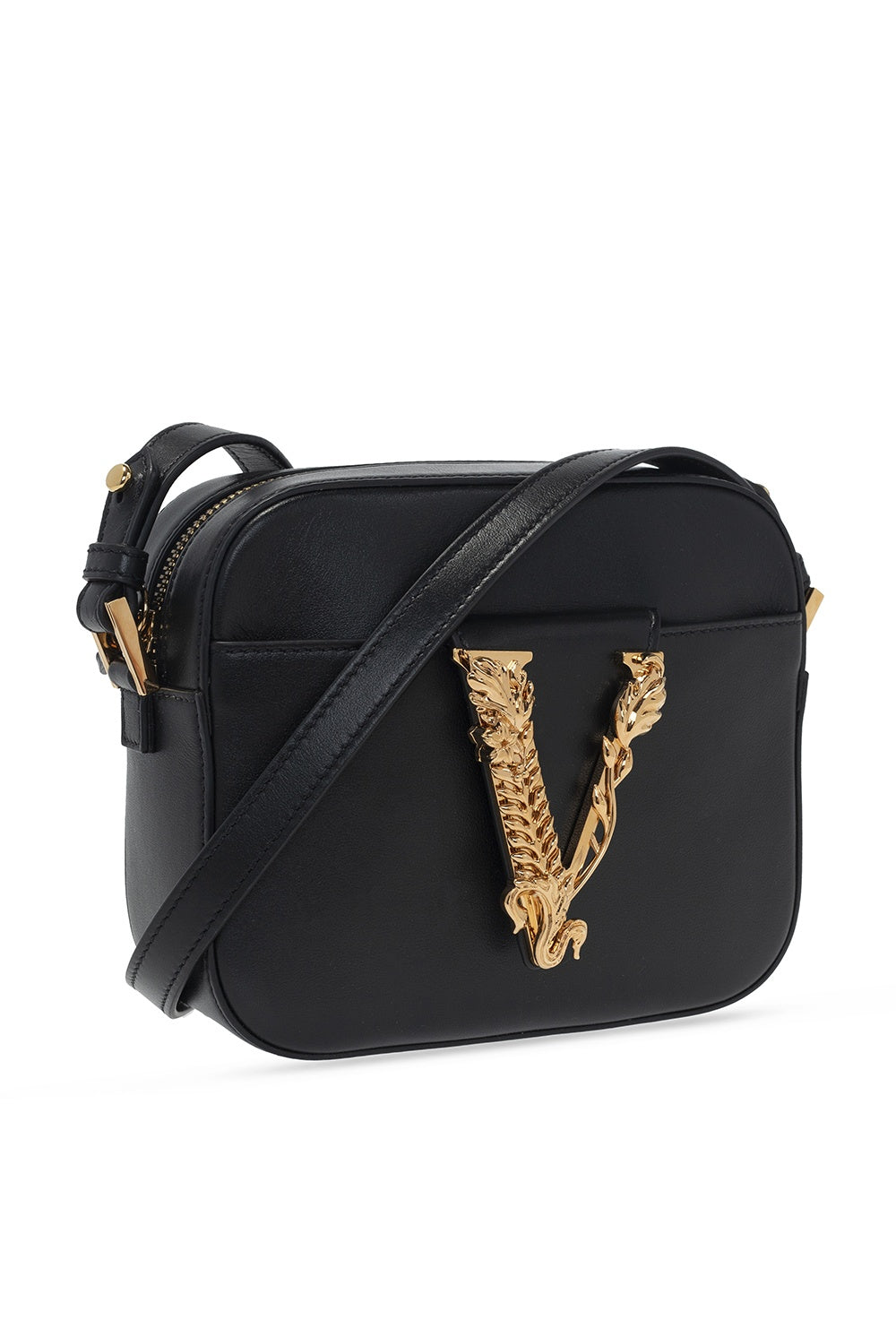 VERSACE VIRTUS SMALL LEATHER CAMERA BAG