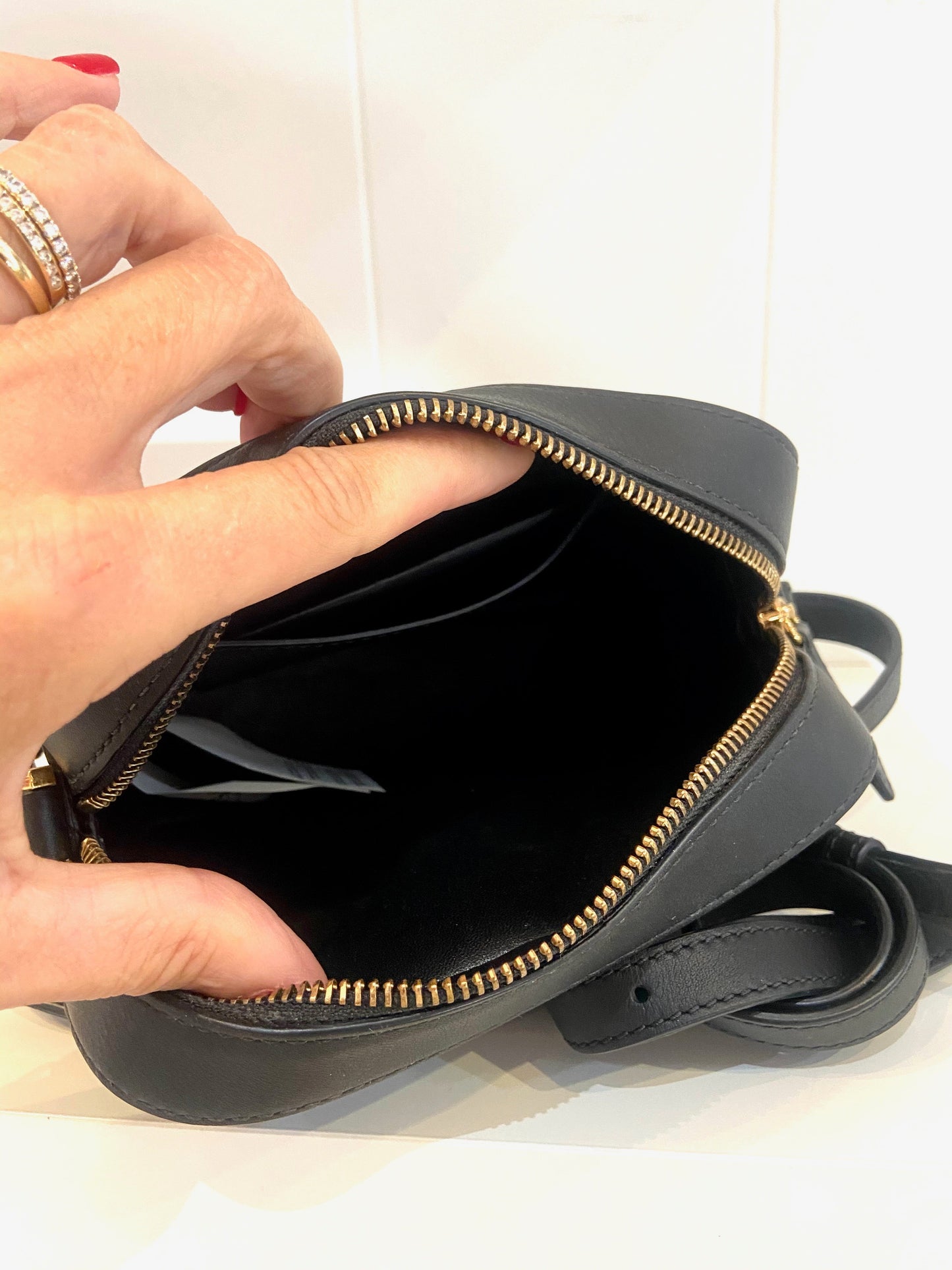 VERSACE VIRTUS SMALL LEATHER CAMERA BAG