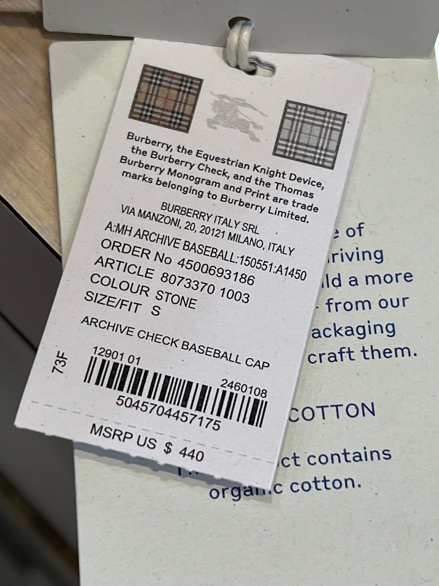 BURBERRY VINTAGE CHECK BASEBALL CAP